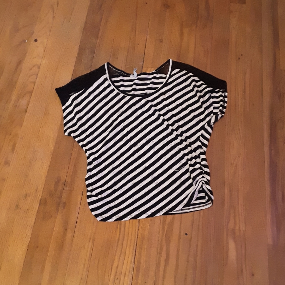 striped mesh top